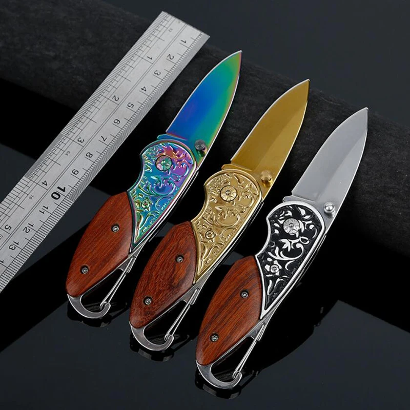 Buy LDKGJJS Wooden Handle Folding Knife Stainless