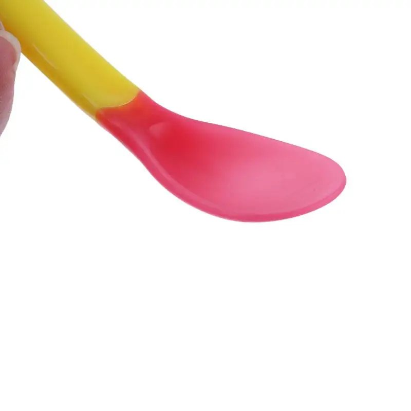 Детские силиконовая ложка зондирования безопасности Температура присоски вилка, ложка, посуда для детей столовые приборы ложки для кормления