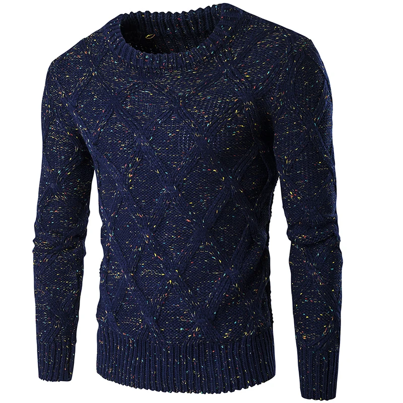 Осенне-зимний мужской свитер в полоску, утепленное мужское платье, вязаный пуловер, повседневный облегающий джемпер с круглым вырезом, свитер