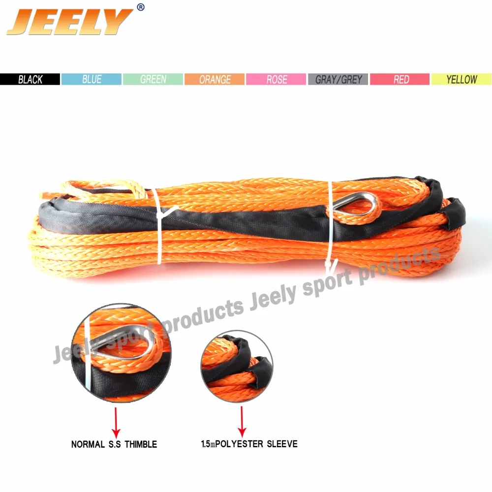 

Free Shipping Super Power 12MM*30M 12 Strand uhmwpe Synthetic Winch Rope With Thimble