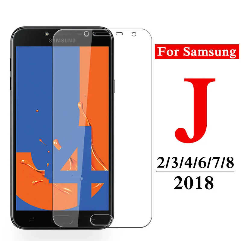 Защитный Стекло на samsung Galaxy J4 J6 J8 J7 J3 J2 Pro процессором обработки изображений Galax Samsong J 2, 3, 4, 6, 7, 8, закалённое защитное стекло 2.5d пленка