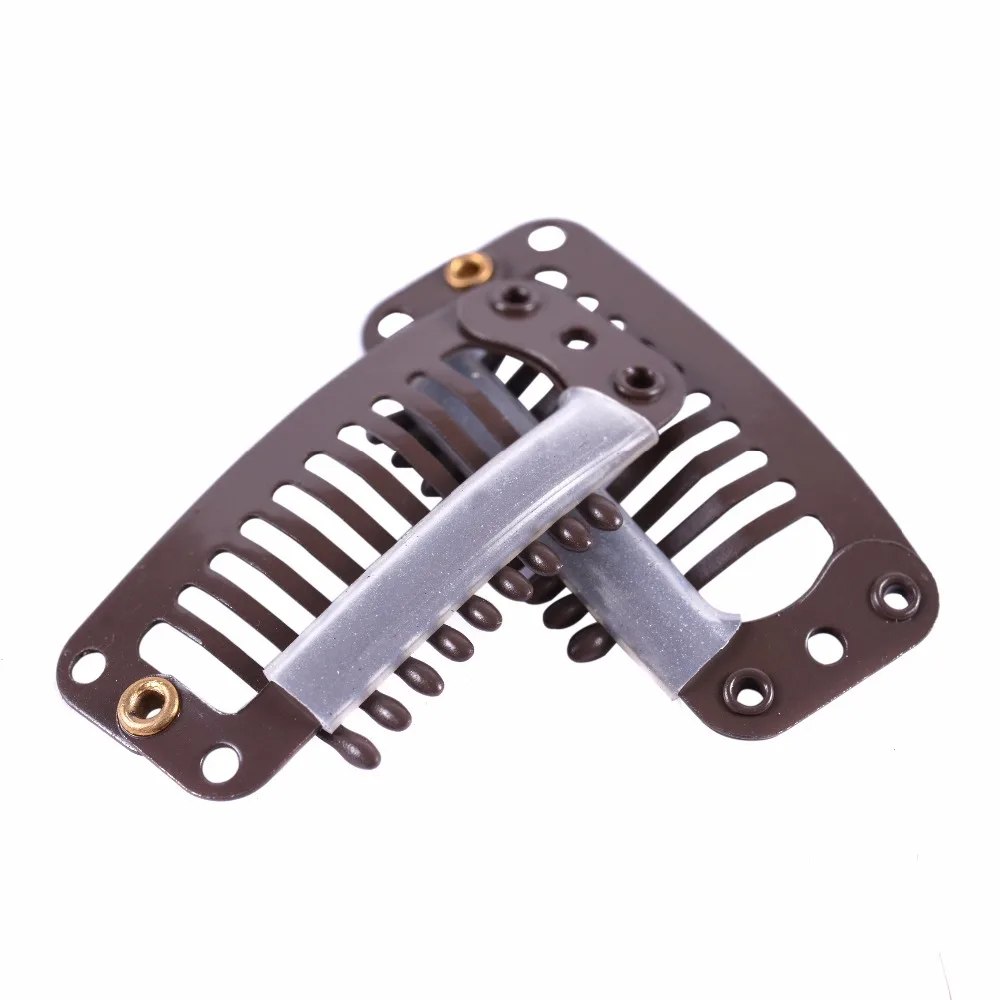 1000 pcs 32mm 9 teeth Hair Extension Clips Snap Metal Clips With Silicone Back For Clip in Human