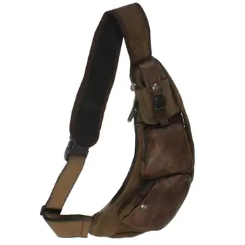 

Men's Canvas Leather Travel Riding Motorcycle Cross Body Messenger Shoulder Back pack Sling Chest Bag