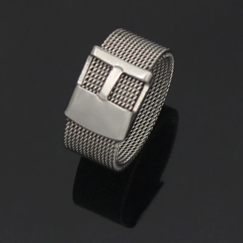 Fashion women jewelry Accessories band strap ring 316L stainless steel wire mesh trendy ring Men Jewelry Wedding Rings