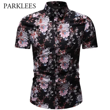 

Men Shirt Summer Style Floral Beach Hawaiian Shirt Men Casual Short Sleeve Holiday Hawaii Shirt Chemise Homme Asian Size 3XL