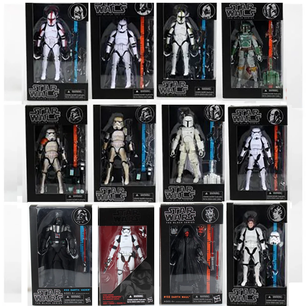 

12 Types 17cm Star Wars The Black Series Boba Fett Darth Maul Vader Kylo Ren Stormtrooper Phasma Hab Solo Action Figure Toy Doll