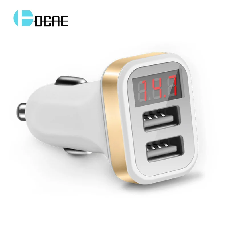 

5V 3.1A Car Charger For iPhone iPad Xiaomi Samsung 2 Port USB LED Screen Smart Auto Car-Charger Adapter Mobile Phone Charging