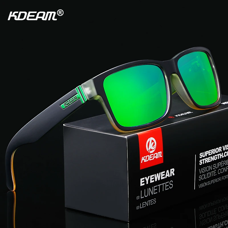 KDEAM gafas de sol polarizadas hombre, lentes deportivas de colores locos, bloqueo Elmore, con caja|De los gafas de sol| - AliExpress
