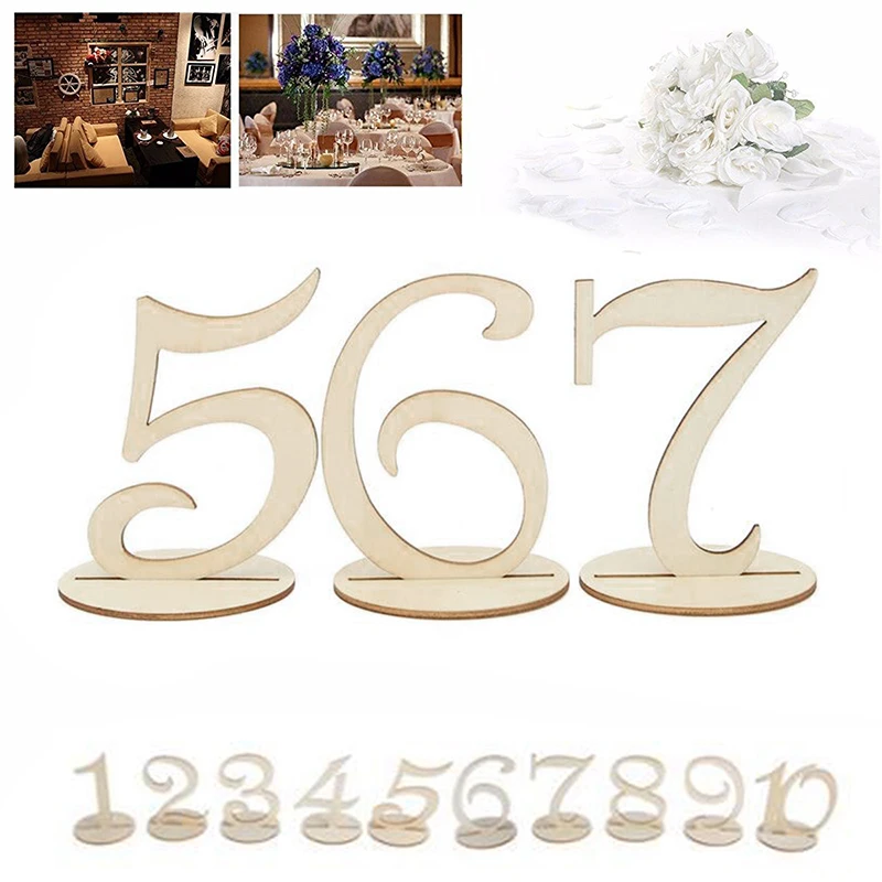

Wooden Table Numbers Card 1 -20 Wedding Party Wood Decoration With Holder Base