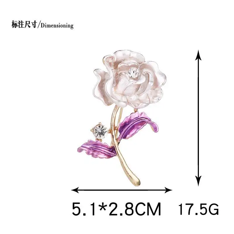Романтическая брошь в виде цветка розы, булавки, стразы, броши для женщин, эмаль, растение, цветочный цветок, брошь, любовь, ювелирное изделие, подарок на день Святого Валентина