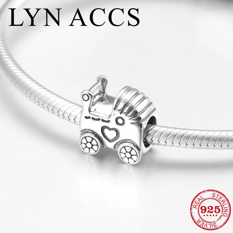 

Lovely pram shape 925 Sterling Silver DIY gift fine Metal beads Fit Original Pandora Charm Bracelet Jewelry making for Women