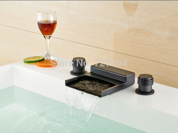 

Free Shipping! Dual Handle Bathroom Basin Faucet Waterfall Sink Mixer Tap Oil Rubbed Bronze Tap