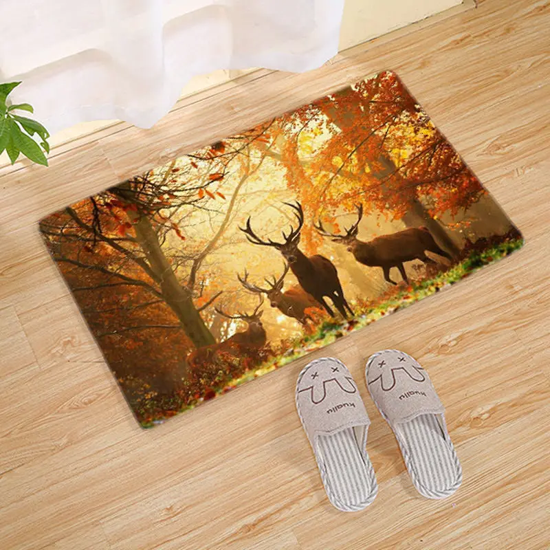 

Nodic Animal Elk Print Bathroom Mat Doormat Anti-Slip Kitchen Bath Mat Carpet Bathroom Toliet Rug Washable Tapete Home Decor