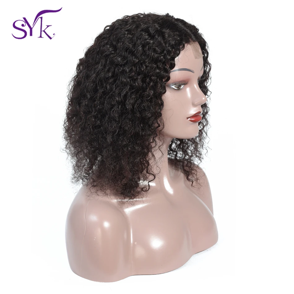 SYK HAIR 4 × 1 парики из натуральных волос на шнурках бразильские 8 "-14" короткие парики из натуральных волос Средняя часть парик регулируемый