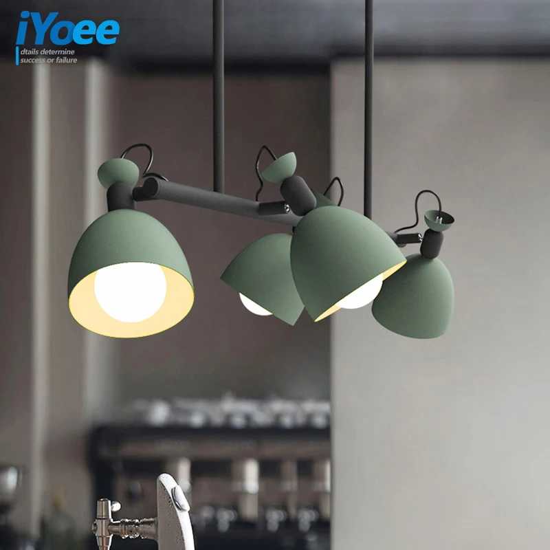 IYoee скандинавский дизайн подвесные светильники деревянные подвесные светильники для обеденного стола красочные бар лампы комнатное светодиодное освещение светильники