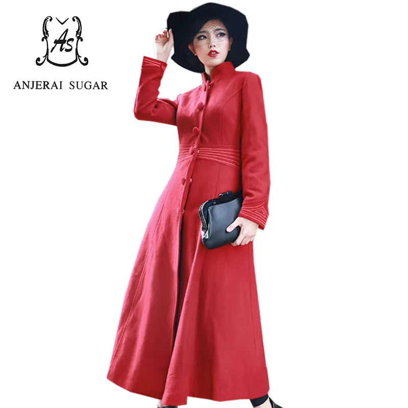 Winter red Christmas coat women Cashmere Wool casaco feminino woolen