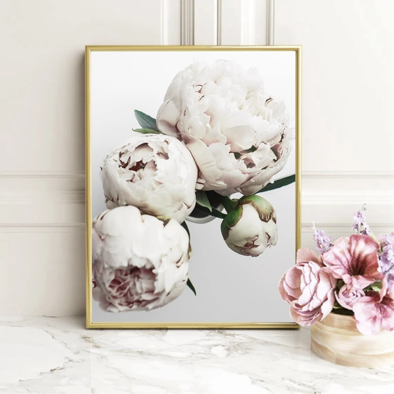 White Peony Prints Home Wall Decor