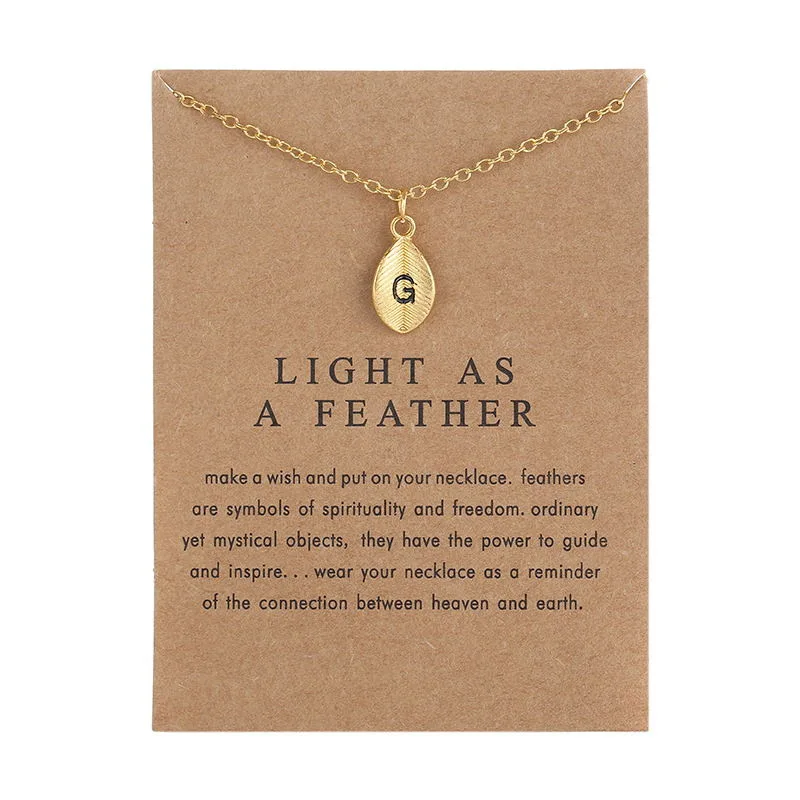 Высокое качество Алфавит персонализированные начальные буквы листьев Подвески Chokers ожерелья для Для женщин - Окраска металла: DF1130G