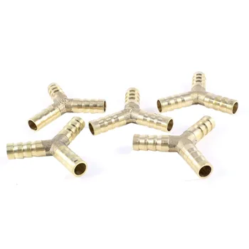 

5 Pcs Brass Y-Shape 3 Ways Hose Barb Fitting Adapter Coupling for 10mm Tube
