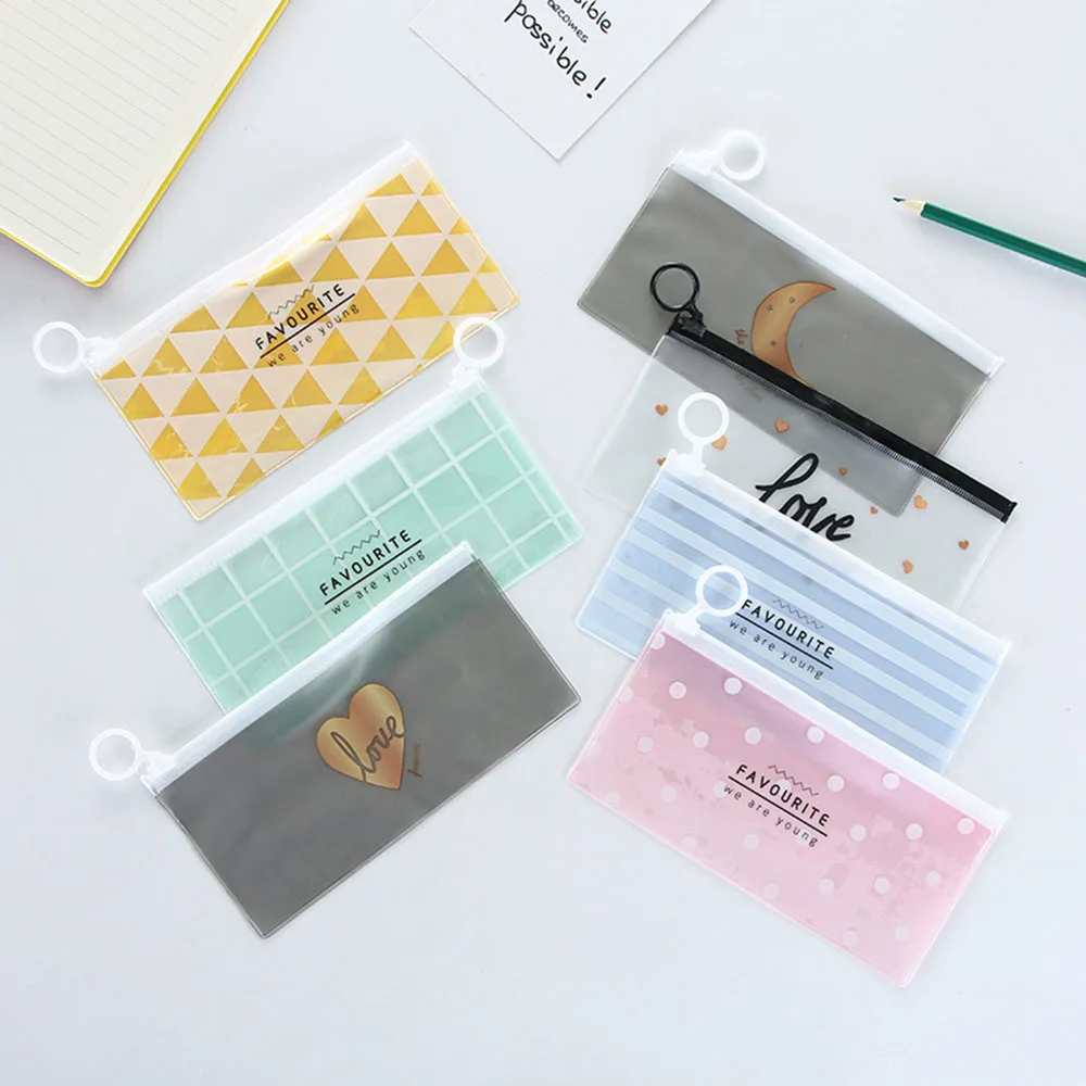 

1pcs Korea Stationery Lovely Cute Animals Creative Ring Edge PVC Translucent Folder Pencil Bags School Supplies Free Shipping