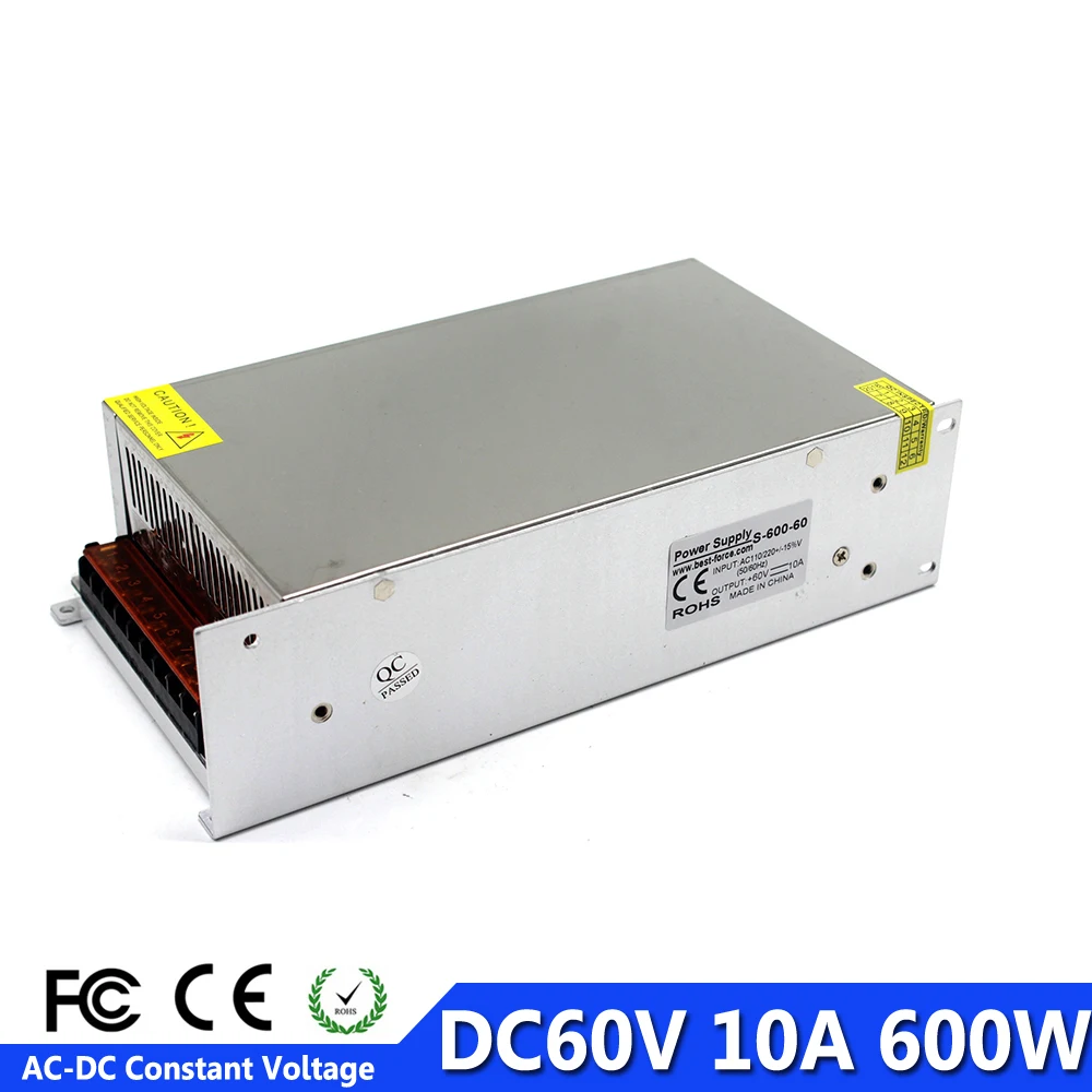 

DC Power Supply 60V 10A 600w Power Source Driver Transformer 220V 110V AC to DC60V Power Adapter SMPS for Industry CNC Motor