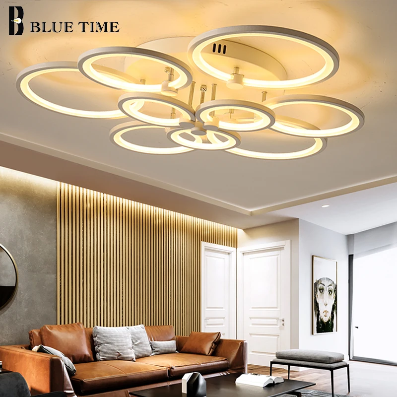 

White&Black Body LED Chandelier Lighting For Living Room Dining Room Bedroom Acrylic Lampshade Modern Home LED Chandeliers Lamps