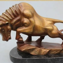 Bi003813 1" Китайский Народное Искусство Медь Бронза Фэн-Шуй Лаки Богатство OX Bull Статуя sculptur