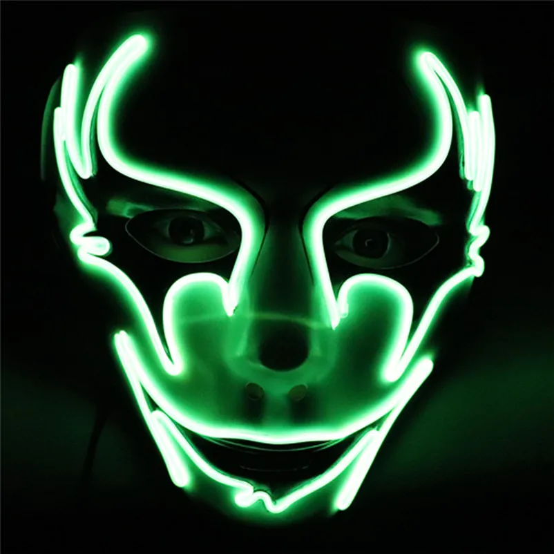 Маска на Хэллоуин, маскарадные маски, светодиодный, неоновая маска, вечерние, косплей, тушь для ресниц, страшная, светящаяся маска, светильник, маска, Очищающая маска Careta Carnaval Mask