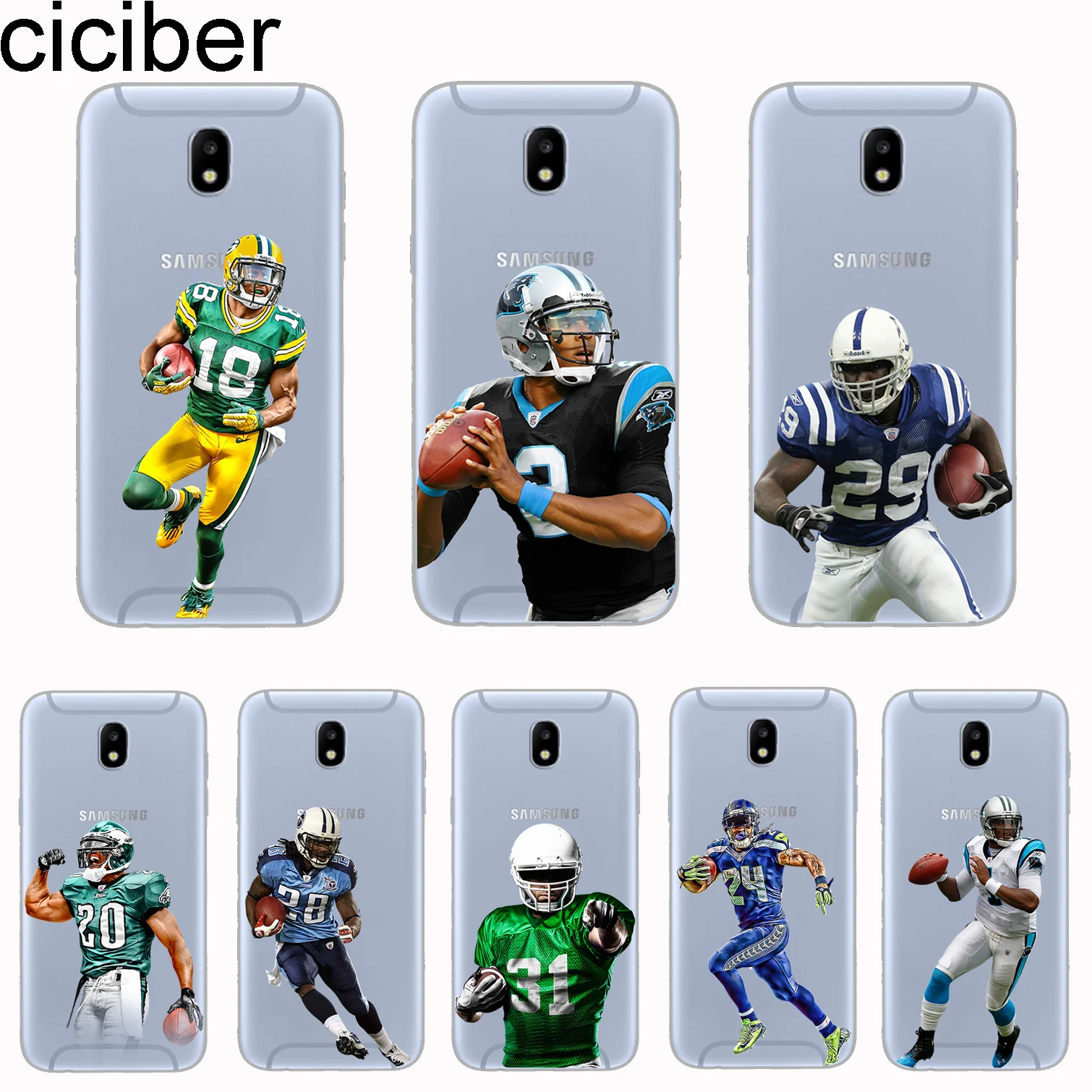 

ciciber For Samsung Galaxy J8 J7 J6 J5 J4 J3 J2 J1 Pro Core Plus Prime mini 2017 2018 2016 Phone Case Soft TPU American Football