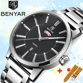 

New Top Luxury Brand Men's Watches Benyar Sport Casual Wristwatch Mens Steel Business Watch Men Fashion Clock Relogio Masculino