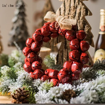 

antique red metal hemp rope Christmas Bell Wreath Ornament