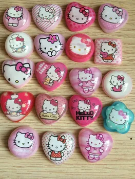 

95 pieces(5pcs each) mixed Kawaii Cartoon Round Heart Hello Kitty Resin cabochons,DIY diy holiday decoration craft accessories