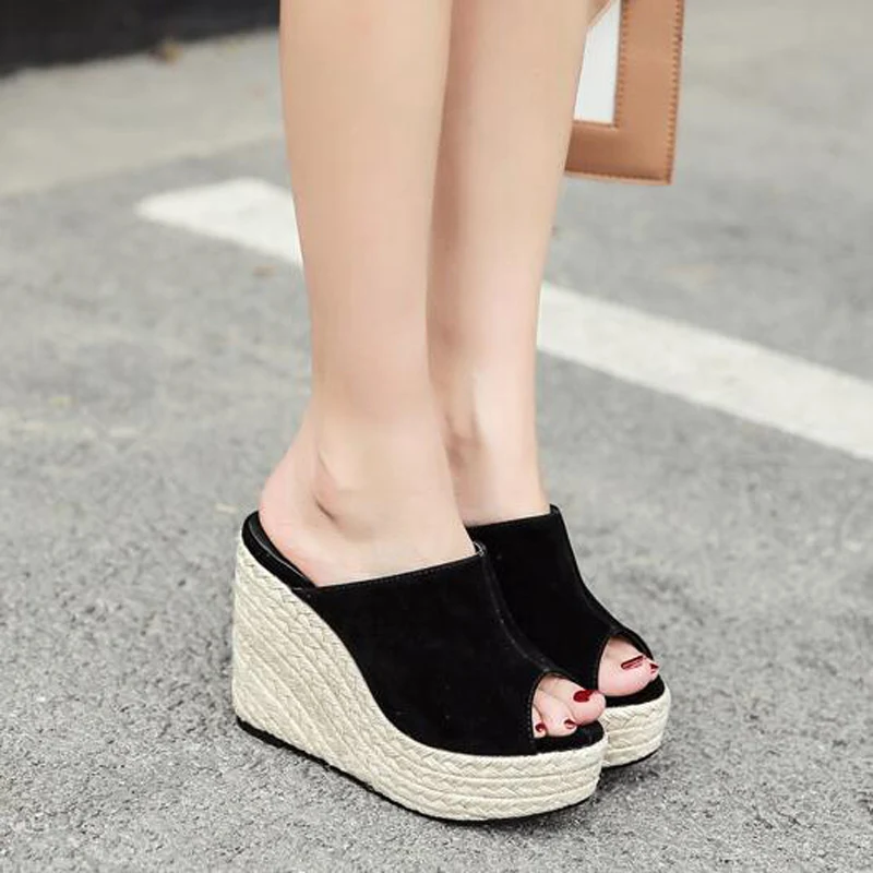 

Woman Beach shoes flip flops Summer pom pom sandals low heel shoes footwear slippers black Wedges striped shoes LJA634-1