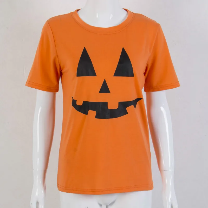 Hirigin футболки хэллоуин Верхняя часть одежды Для женщин тыквы с короткими/с длинными рукавами два Стиль Футболка наряд