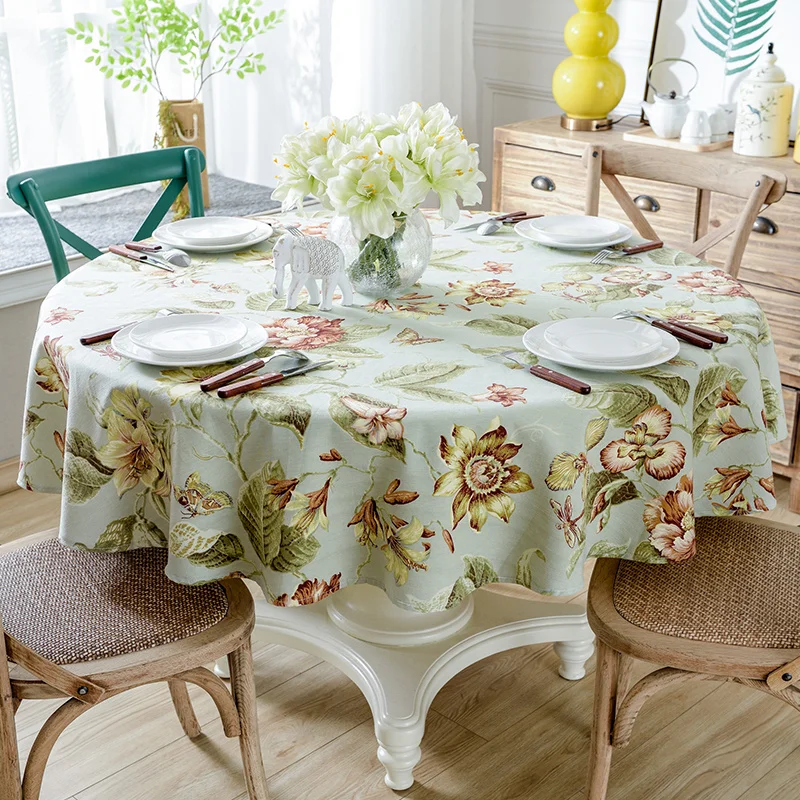 

High-Grade Round Table Cloth Square Tablecloth Home Wedding Hotel Decoration Dinner Table Cover Print Faux Linen Tablecloth