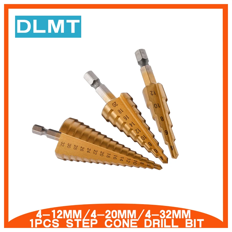 

1pc 4-12/4-20/4-32mm HSS Step Cone Drill Bit Set Titanium Coated Woodworking Hole Milling Cutter
