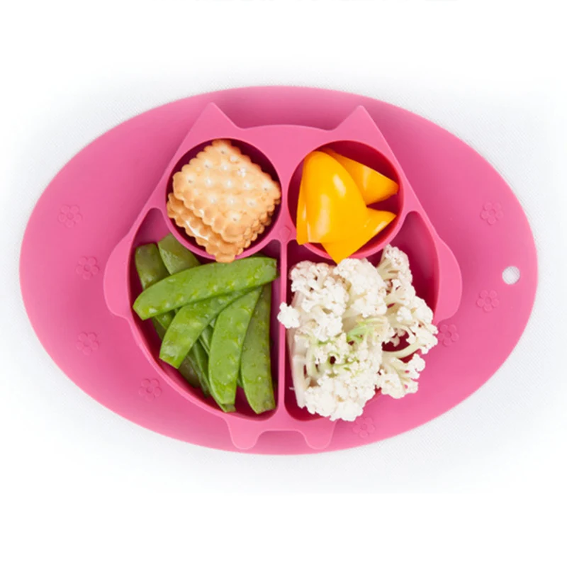 Baby Silicone Training Plate Adsorbable Bottom Design Children Feeding Food Container Infant Tableware Suction Dinnerware BB5114 (1)