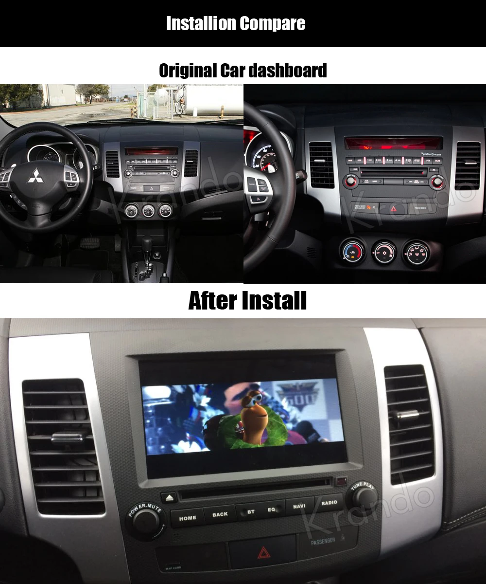 Sale Krando 8" Android 8.0 car audio radio gps dvd for Mitsubish Outlander 2006-2012 For Peugeot 4007 navigation multimedia system 1