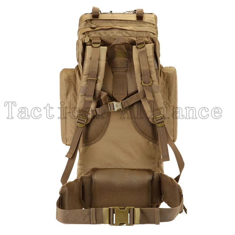 65L Водонепроницаемый Большой Тактический Рюкзак Molle для мужчин и женщин, рюкзак для путешествий, кемпинга, пеших прогулок, камуфляжная сумка, принадлежности для охоты - Цвет: Tan