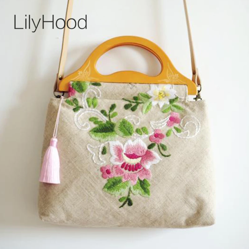 LilyHood 2018 زهرة يدوية الصنع التطريز حقيبة كتف خمر ريترو شيك الجوت الفيكتوري ريفي Dirndl الأعلى مقبض Crossbody حقيبة