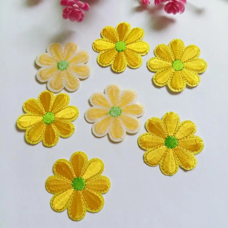 

10PCs Yellow flowers Patches Iron On Embroidered Patches For Clothing Paste Sticker For Clothes Bag Pants Sewing Supplies