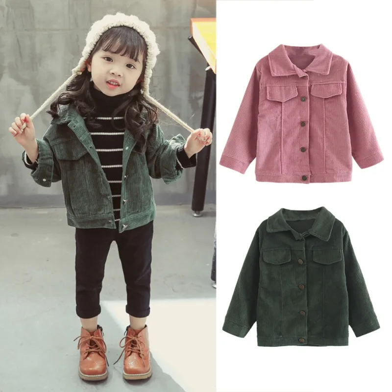 1 6T Children Baby Corduroy Girls Jacket Autumn Spring Jacket Outerwear