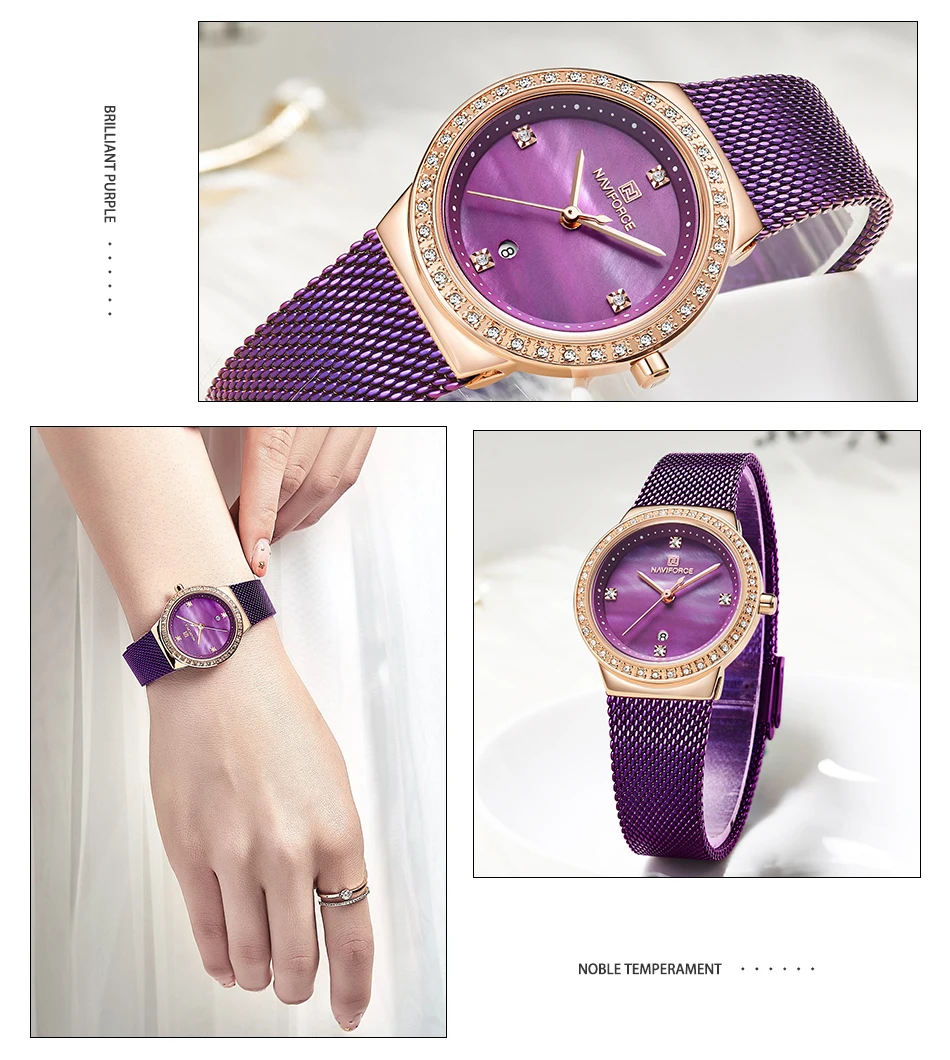 NAVIFORCE для женщин Элитный бренд часы Простой кварцевые Леди водостойкие наручные Женская мода повседневное часы reloj mujer