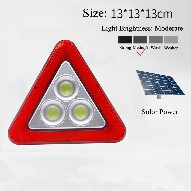 Аварийный треугольный, предупреждающий доска Предупреждение рамка COB прожектор лампа многофункциональное транспортное средство с светодиодный свет Предупреждение доска - Испускаемый цвет: Solar Small Size