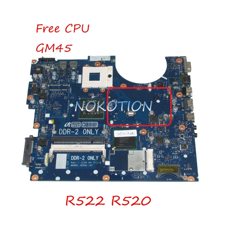 NOKOTION BA41-01039A BA92-05528A BA92-05528B BA92-05711A для samsung R522 R520 материнская плата для ноутбука GM45 DDR2 Бесплатная ЦП