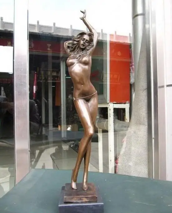 

20" Western Pure Bronze & Marble nude belle Art sculpture Statue