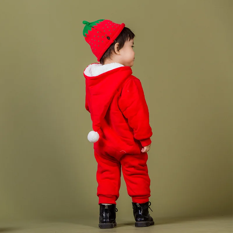 Горячая Детские Рождественские костюмы хлопок детские комбинезоны с капюшоном Рождественская елка Лось красный комбинезон детская одежда