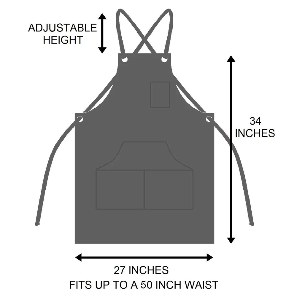 Work Apron Canvas Tool Pockets Cross-back Straps Adjustable For Barbecue Woodworking For Woman Man Apron Durable 27x34 inch TB