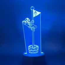 Светодиодный ночник игра Супер Марио прикосновение к цели флаг на палочке классный подарок для детей Детская Спальня украшение стол 3d лампа