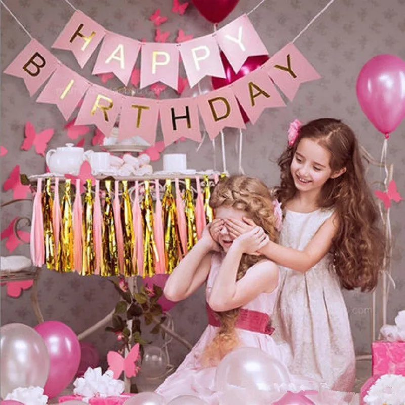 

1Set kids Paper Happy Birthday Banner Party Decorations Kids Garland Children Baby Boy Girl Child Bunting Adult Favors Supplies